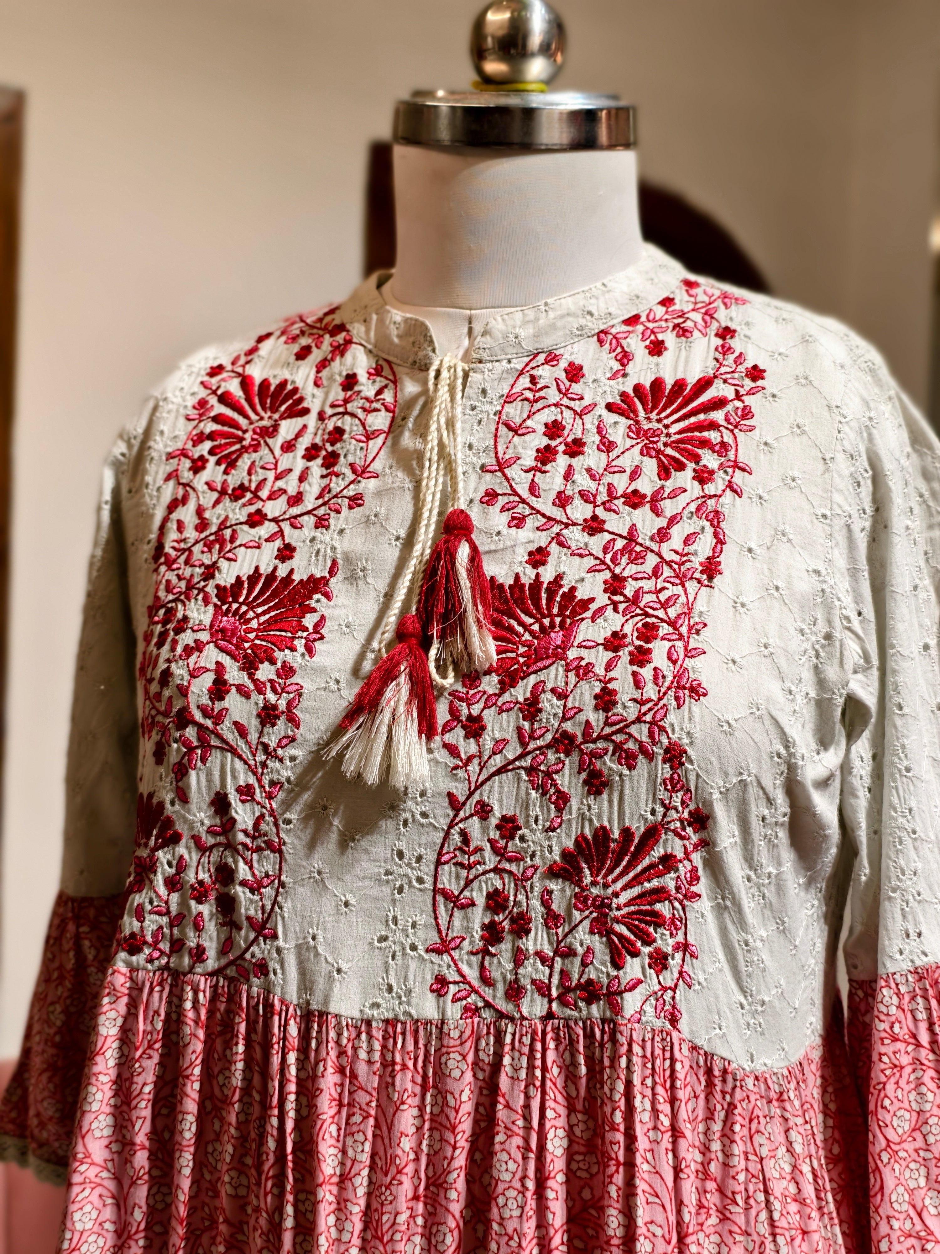 Blush Bloom Chikankari Dress