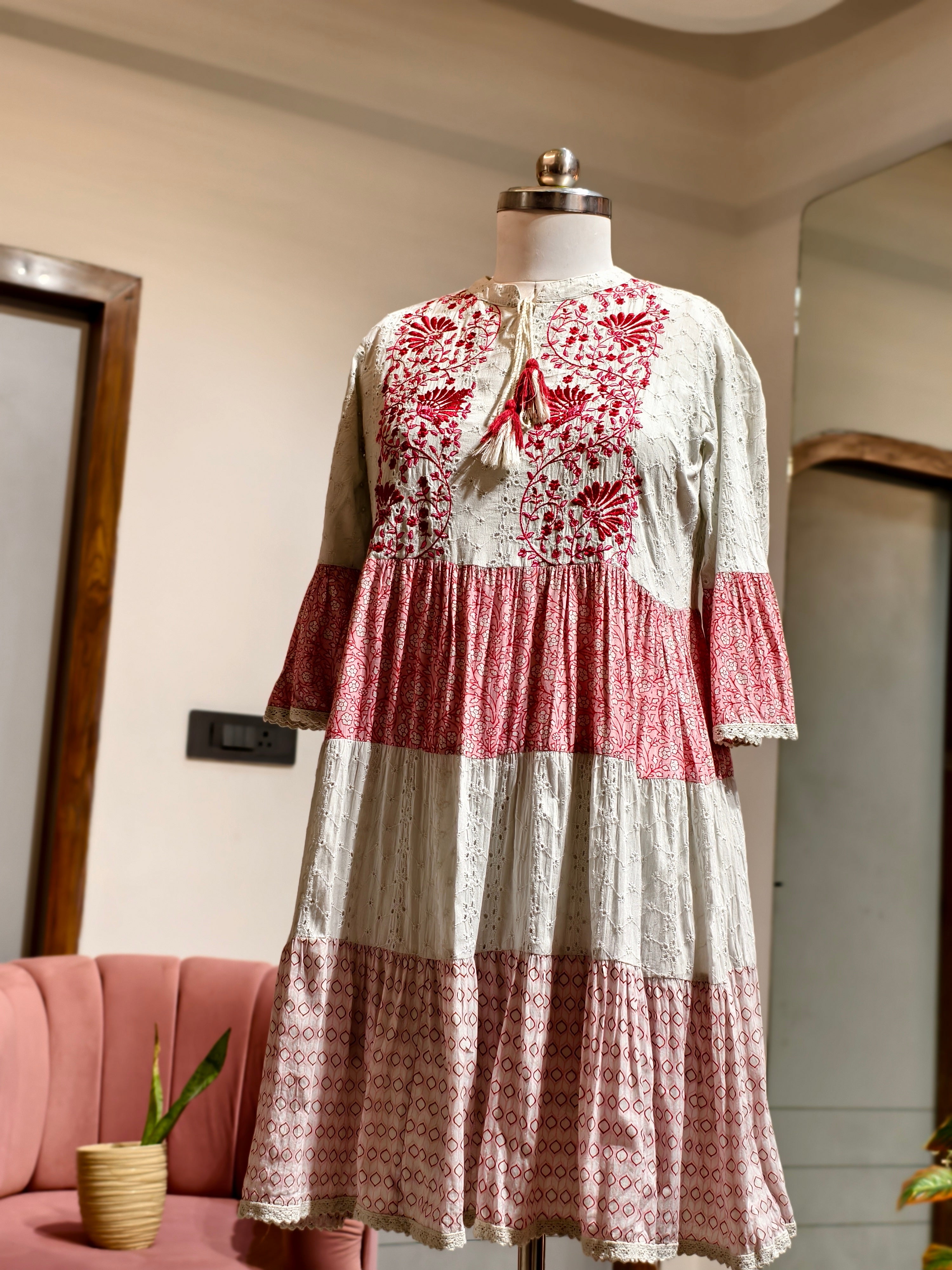 Blush Bloom Chikankari Dress