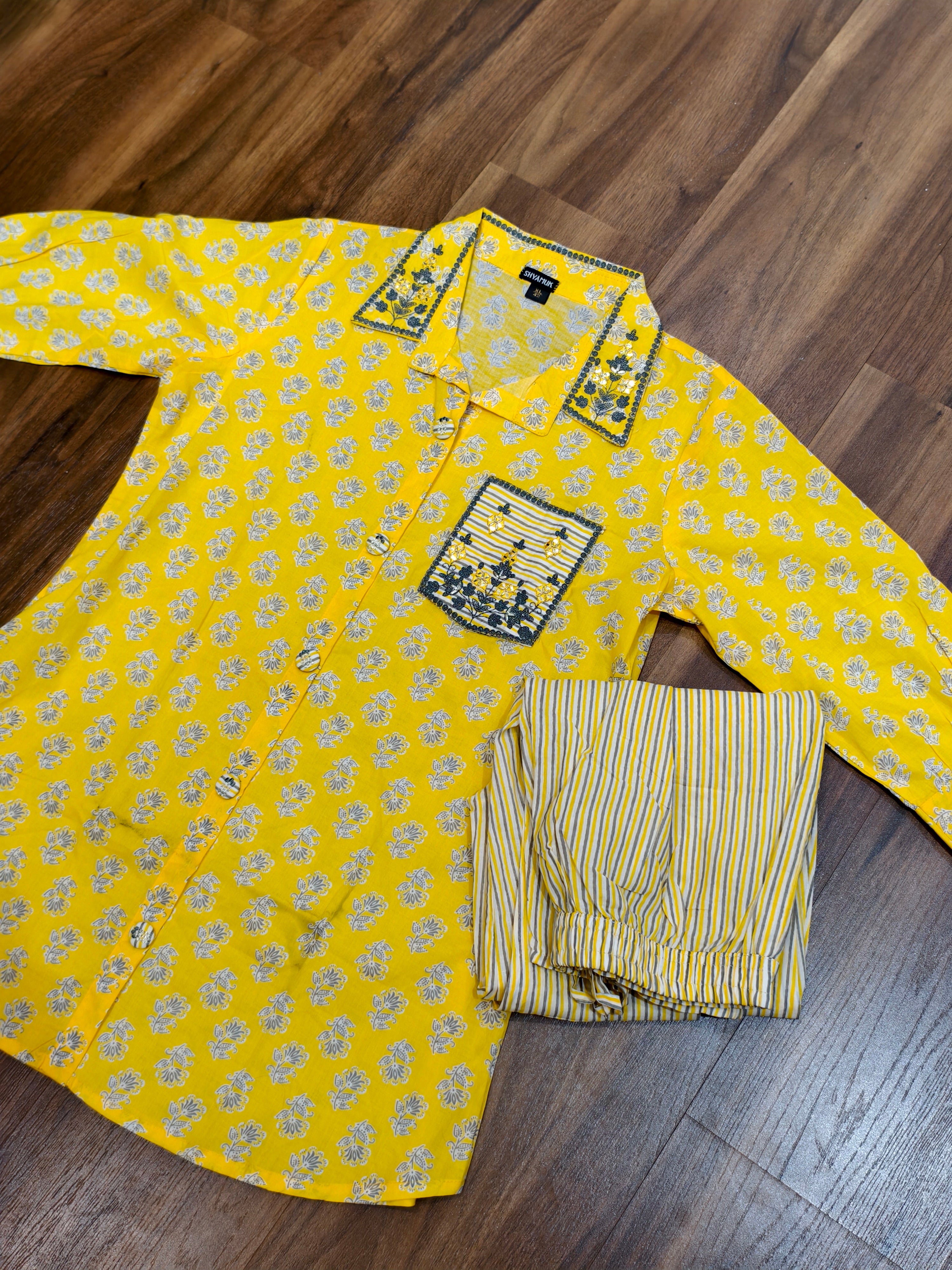 Sunny Blooms Yellow Block Print Coord Set ( BOGO )