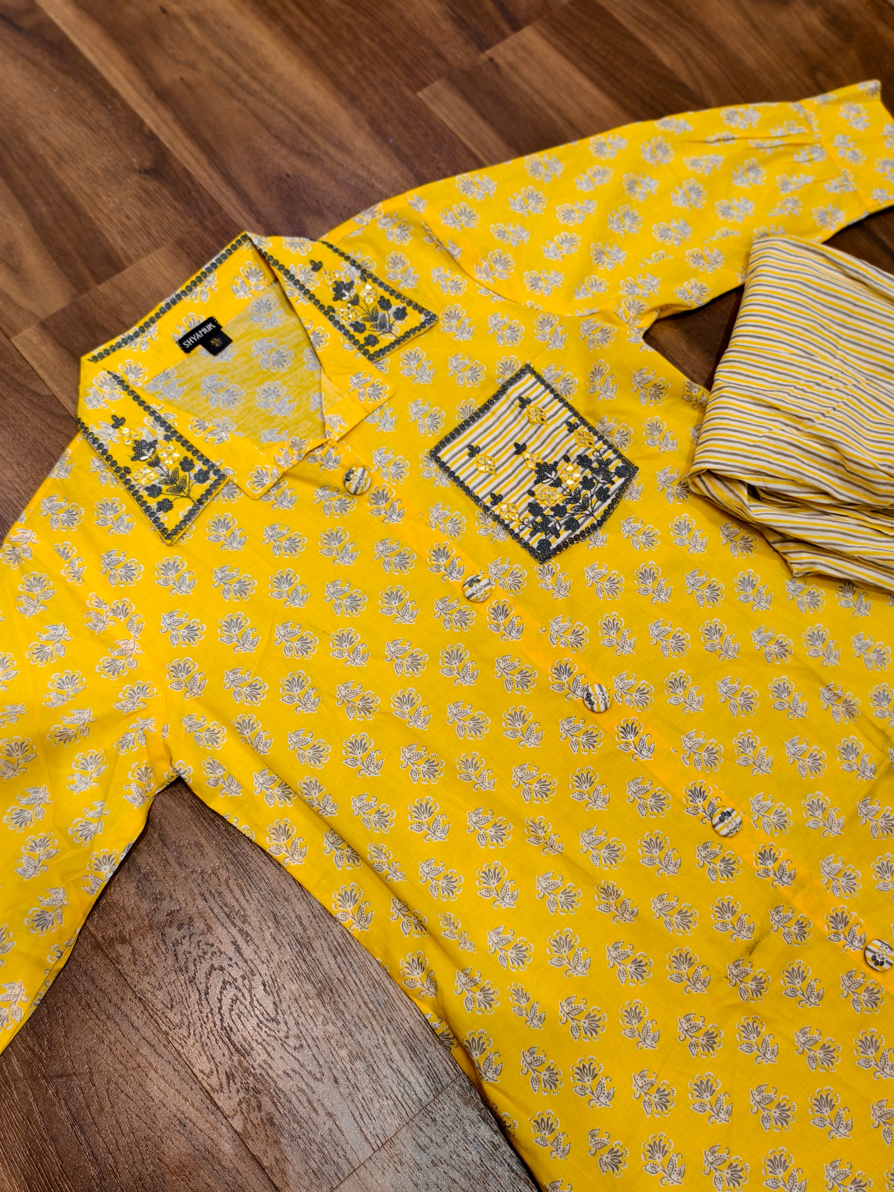 Sunny Blooms Yellow Block Print Coord Set ( BOGO )