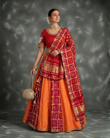 Gajji Silk Handwork Lehenga Set