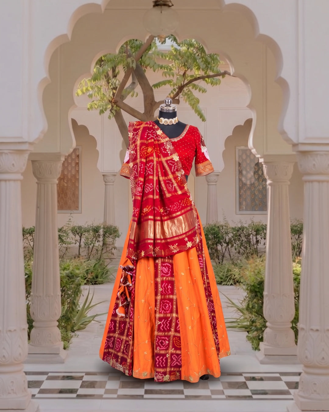 Gajji Silk Handwork Lehenga Set