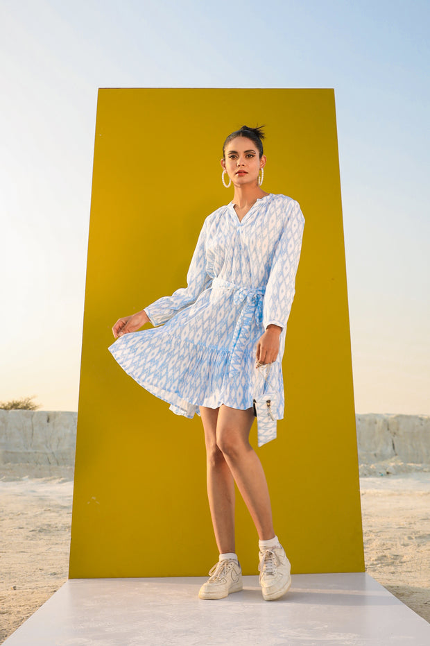 THE PASTEL BLUE DRESS WITH A BAG