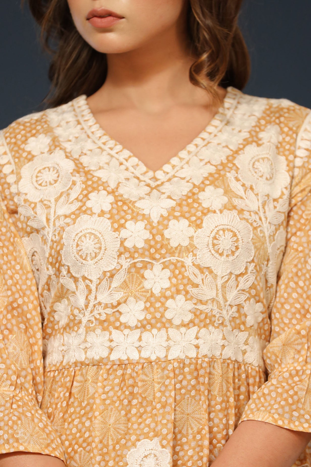 CHIKANKARI MIDI DRESS