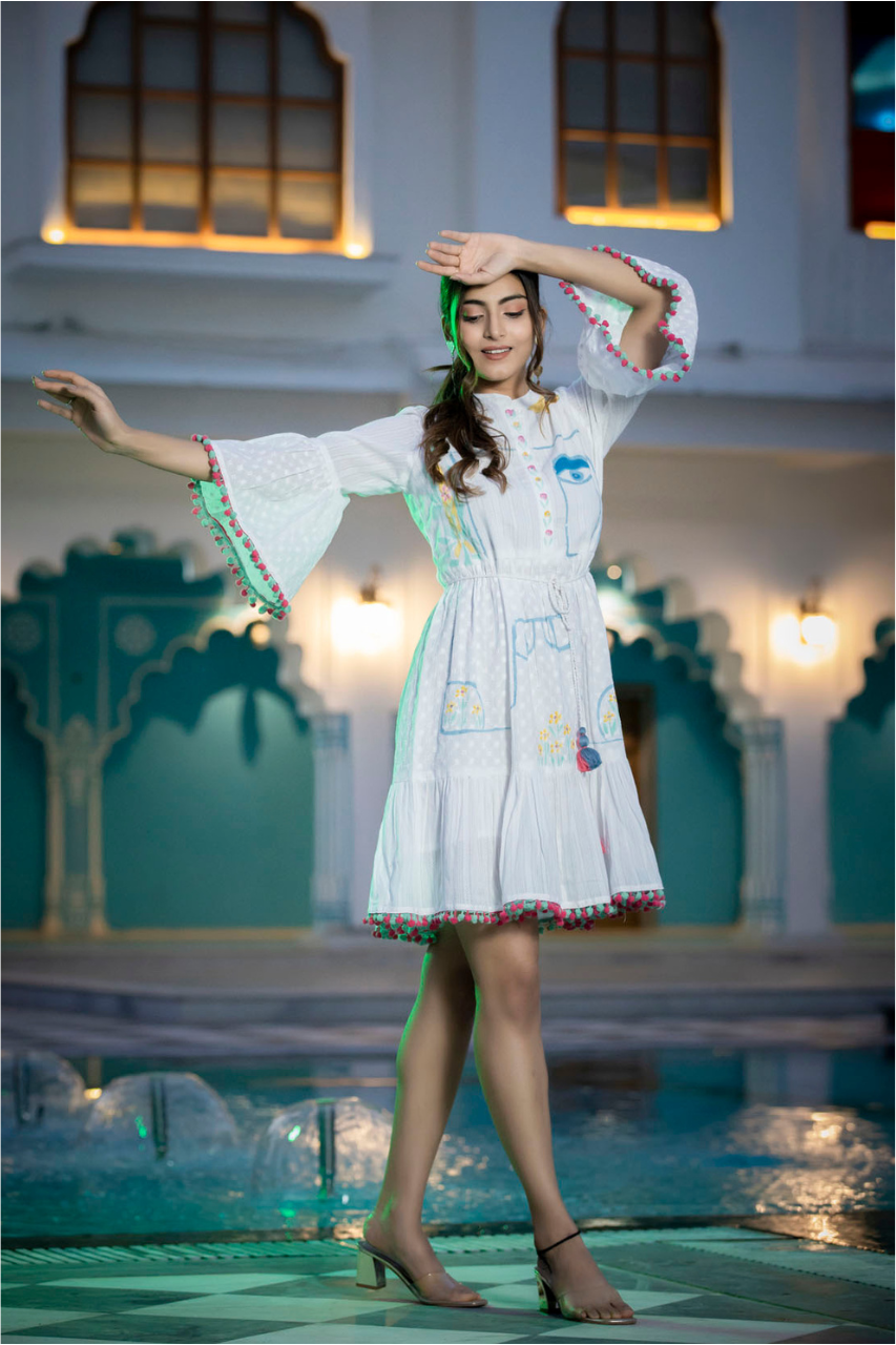 WHITE EVIL EYE DRESS