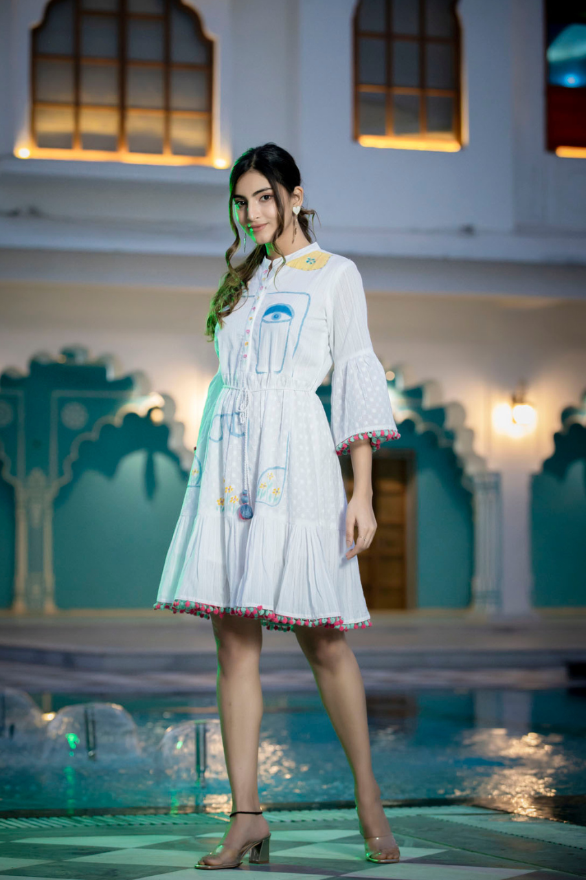 WHITE EVIL EYE DRESS