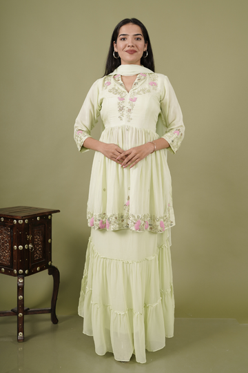 Parrot Green Lehenga Set