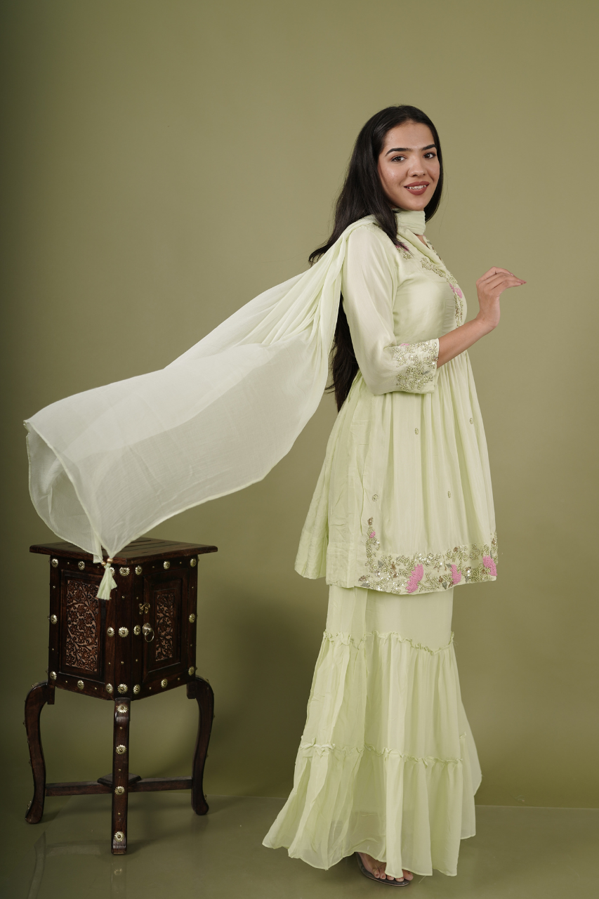 Parrot Green Lehenga Set