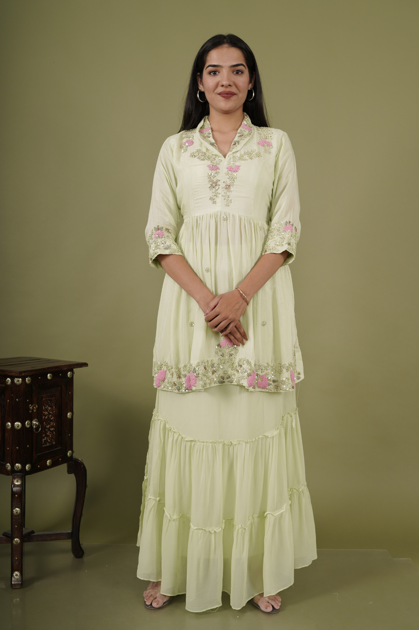 Parrot Green Lehenga Set