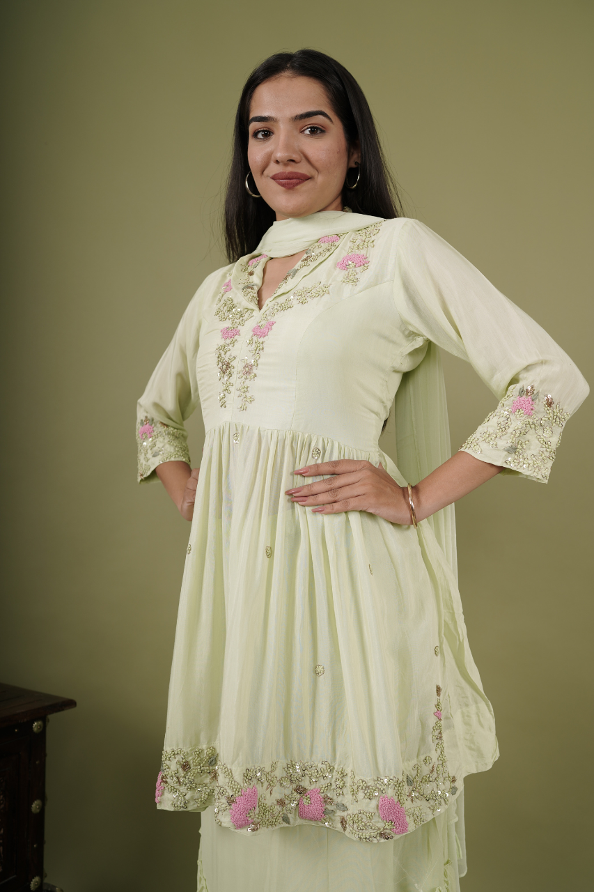 Parrot Green Lehenga Set