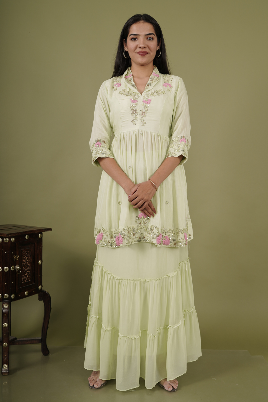 Parrot Green Lehenga Set