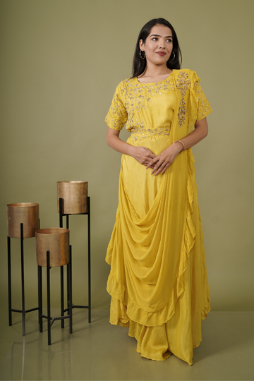 Mustard draping Gown