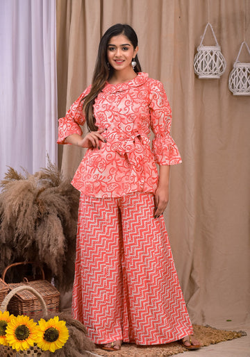 PEACH MUSLIN COORD SET