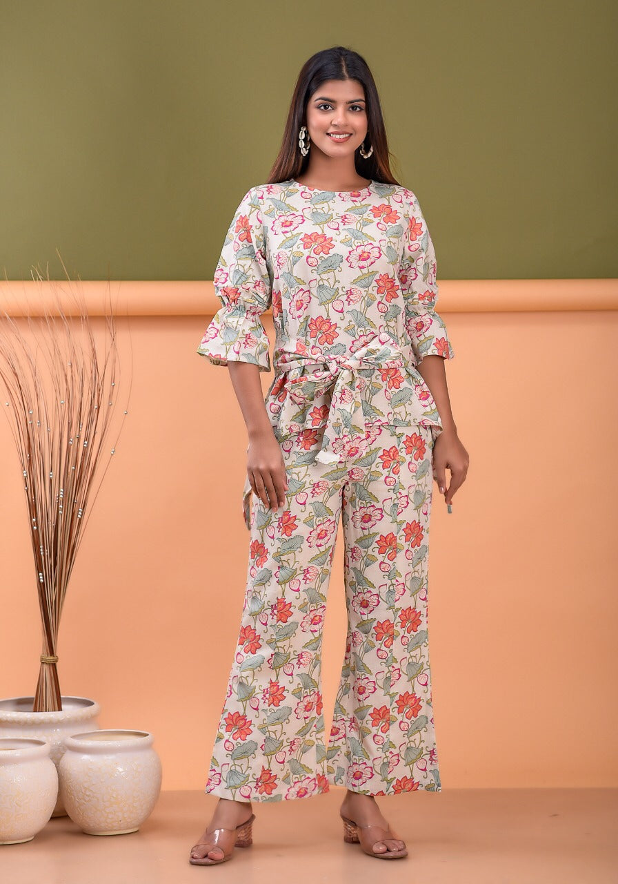 KHADI COTTON FLORAL COORD SET